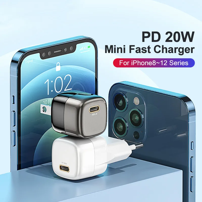 

20W PD Charger Portable USB Type C Quick Charging EU US Plug Travel Charger For iPhone 13 12 Pro Max Phone Fast Charging Adapter