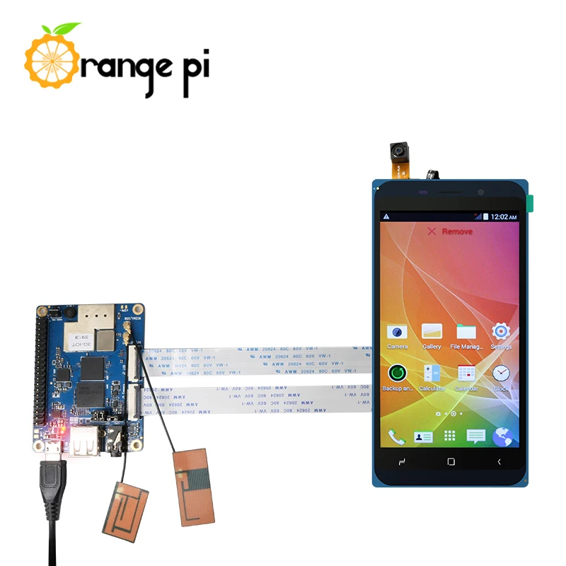 Orange Pi 3G-IOT-B + 4,98 дюймовый черный цветной TFT ЖК-экран, работает на Android 4,4
