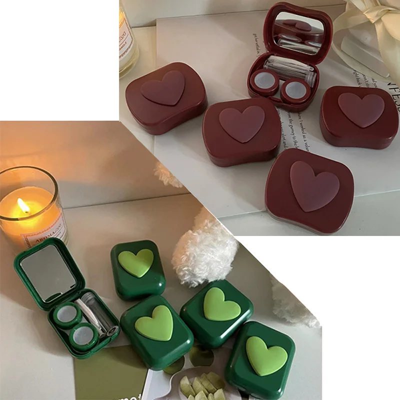 

Simple Contact Lens Box Companion Box Minimalist Three-dimensional Love Portable Pupil Box