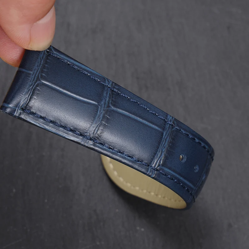 Ремешок из телячьей кожи для наручных часов аксессуары однотонная Пряжка черный