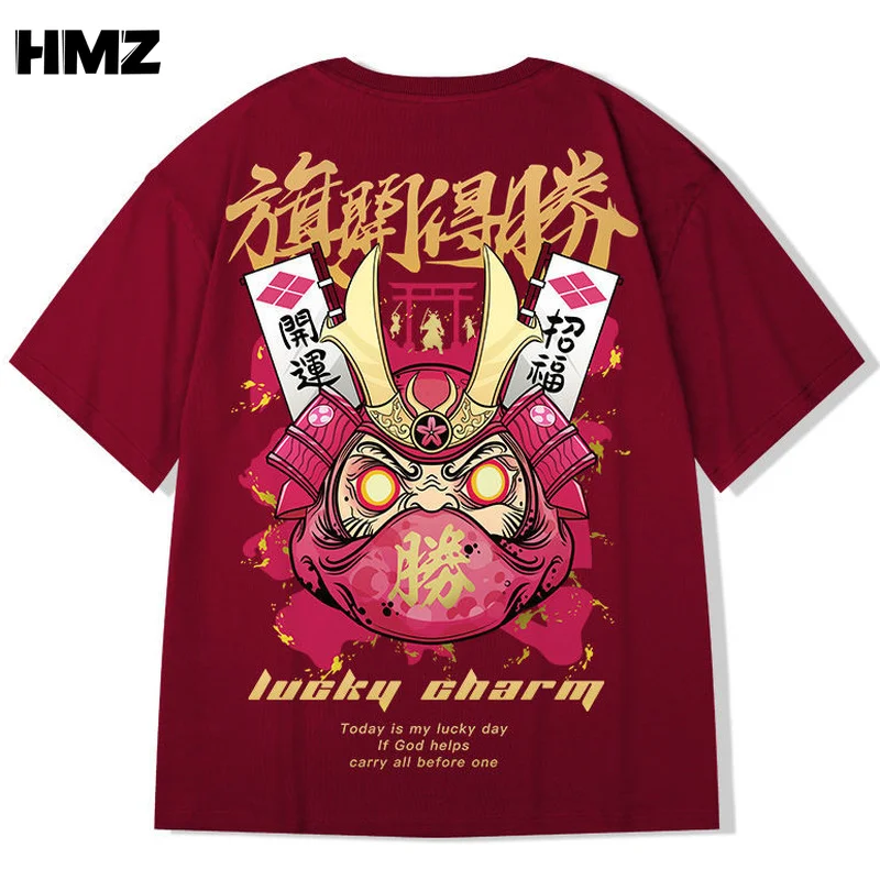 HMZ-camisetas de algodón de estilo chino para hombre, camiseta de manga corta, Camiseta holgada de Hip-Hop para pareja, ropa de calle con estampado de tendencia, camisetas de verano