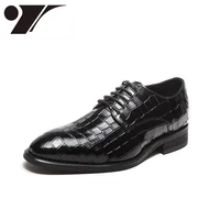 fashion mens genuine leather dress shoes cowhide business gentleman office casual leather shoes crocodile pattern wedding shoes