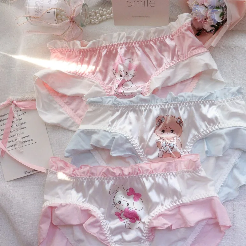 

Kawaii Anime Mikko Panties for Women Japanese Style New Lace Underwear Girl Student Sweet Cute Girl Y2K Briefs Sexy Underwear