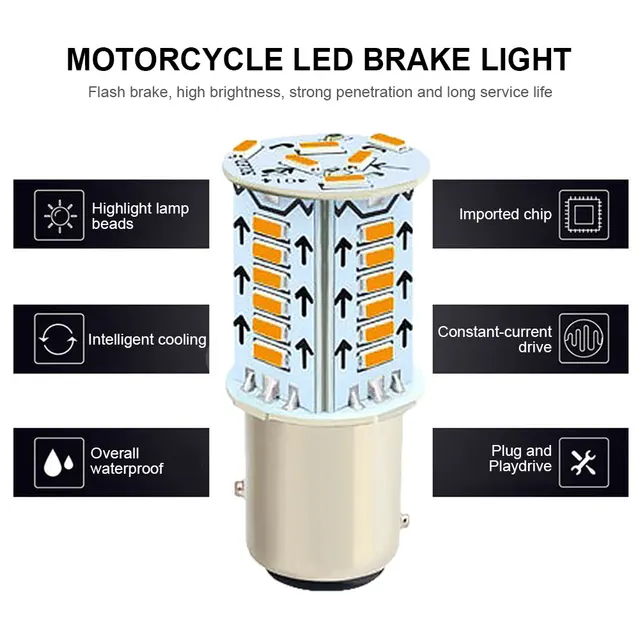 Strobe LED Brake Lights Bulbs 12V Strobe LED Taillights Universal Reverse Brake Parking Lamps for Cars Trucks Motorcycles Trail 4