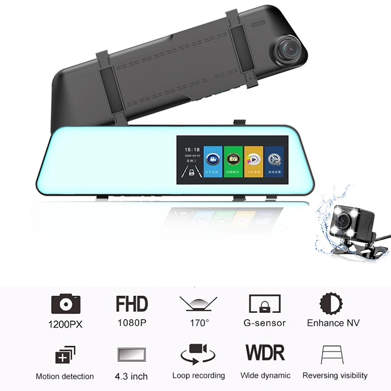 

TTFTFP 4.0-7.0inch"1080p Dash Cam Dual Camera Support Touch Rearview Mirror Recorder Reversing Video Hd Night Vision Dvr