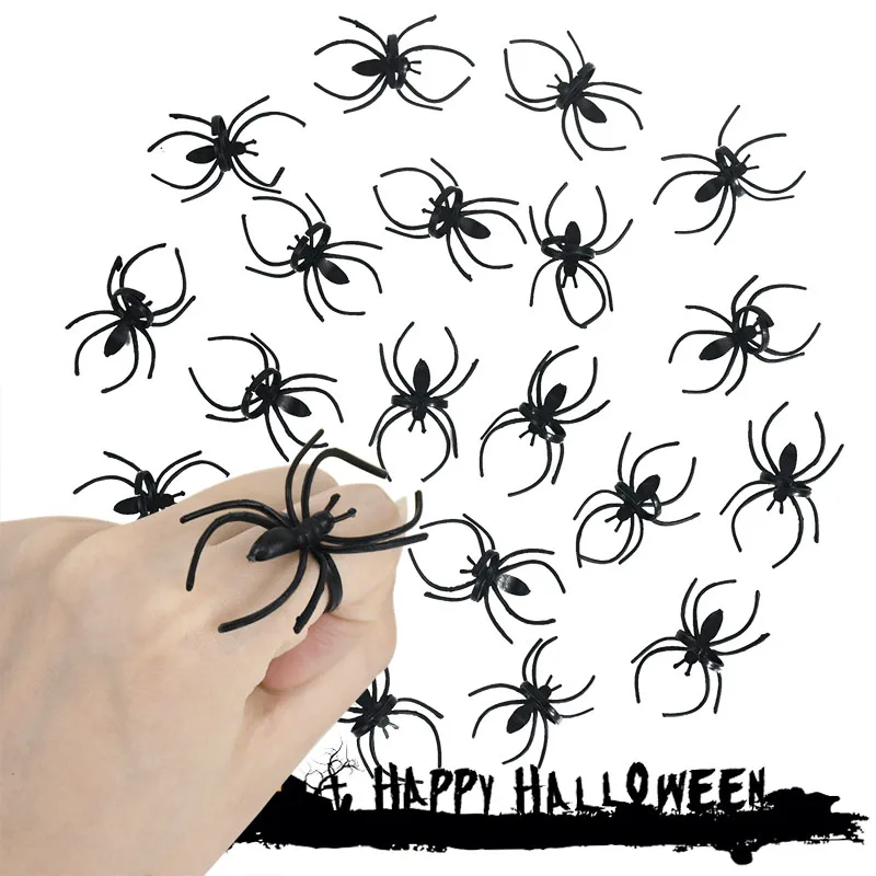 

50 шт., украшения для Хэллоуина в виде черного паука
