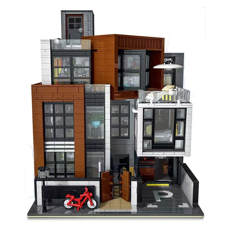 

Эксперт-создатель 10204, современная городская вилла с видом на улицу, идеи моделей, строительные блоки 3623 шт., модульные блоки Moc, блоки для дом...