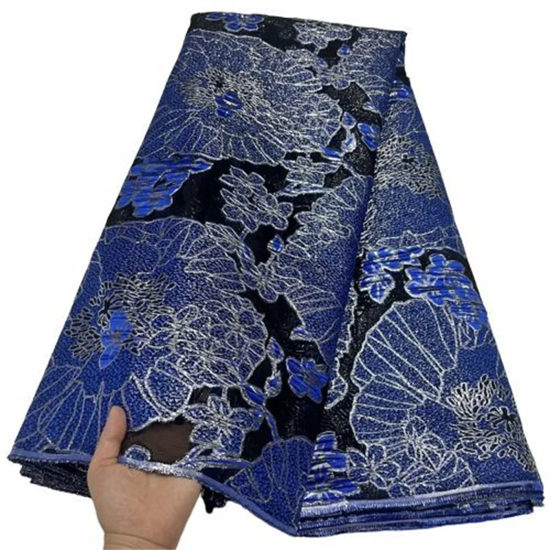 

Новинка 2023, высококачественная ткань Африканский нигерийский тюль, кружева Fabric с вышивкой из органзы, женское платье, жаккардовое платье с парчой, французское платье, 5 ярдов