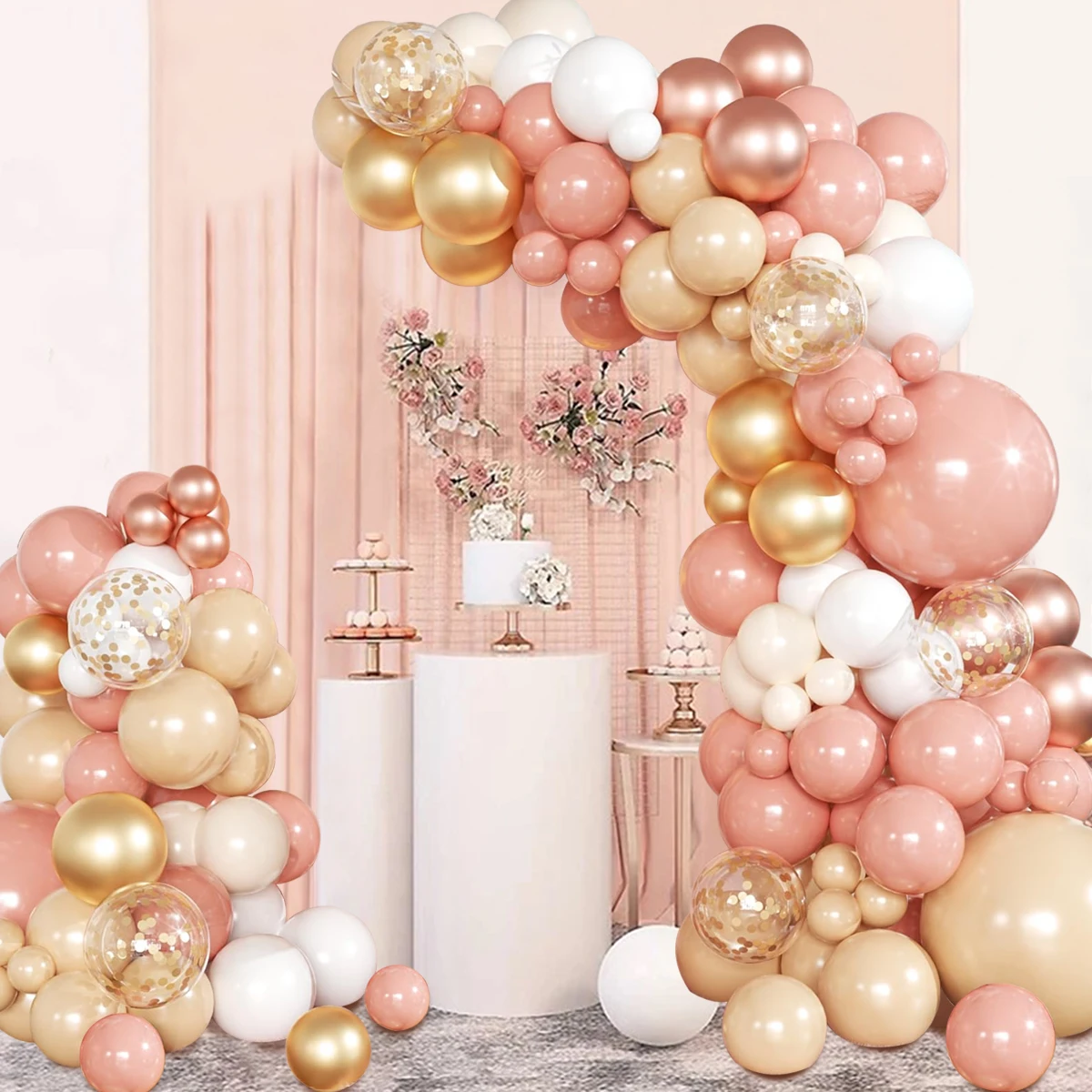 Румяно-розовые воздушные шары гирлянда с днем рождения украшение для свадебной