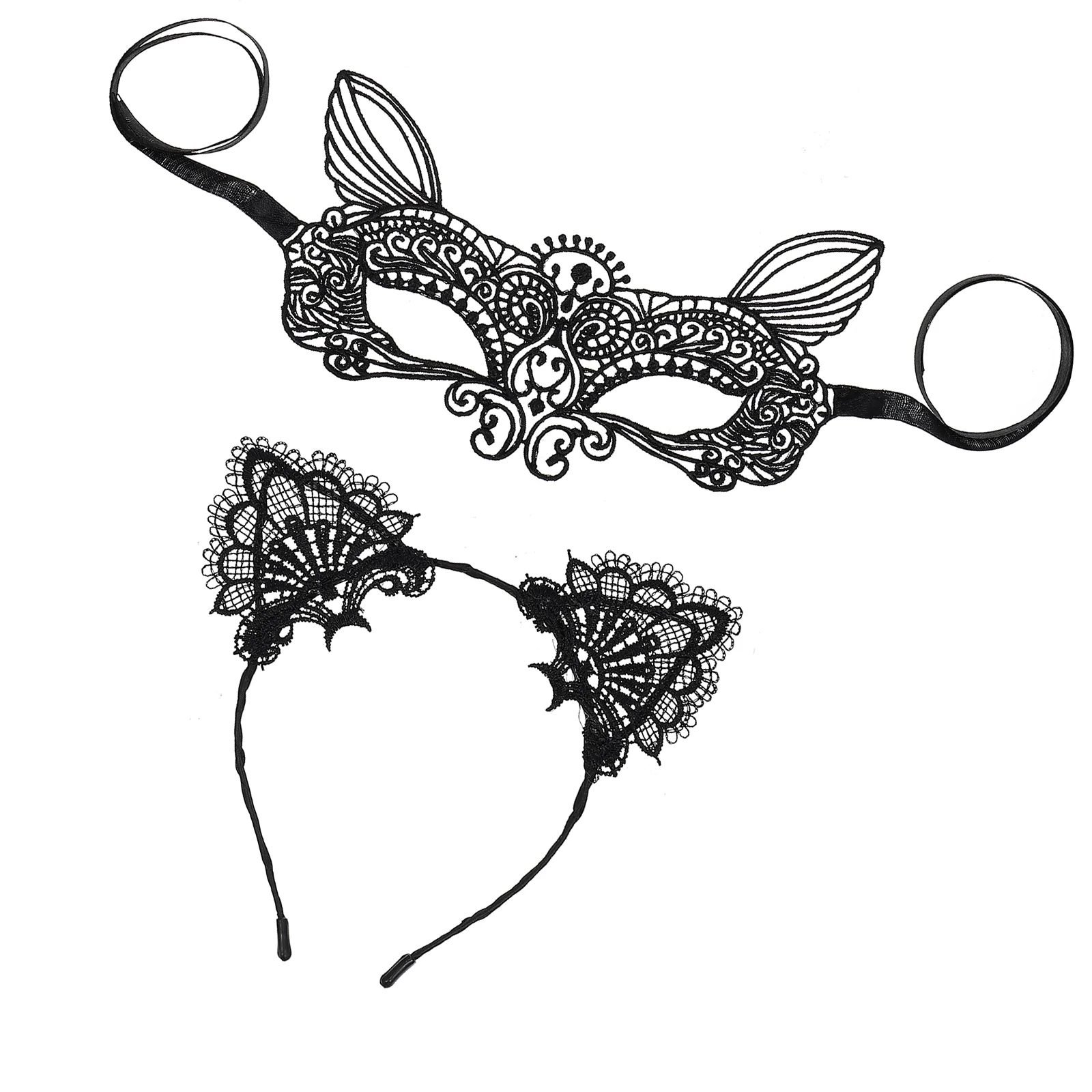 

1Set Car Ear Hairband Eye Patch Creative Headdress Eye Cover Cosplay Prop Black