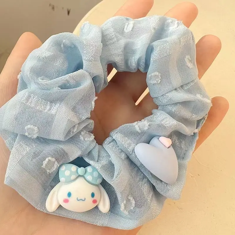 Фото Модная резинка для волос с принтом Cinnamoroll, милая мультяшная резинка для волос для подростков и женщин, нескользящая резинка для волос на каждый день, оптом, в подарок №2