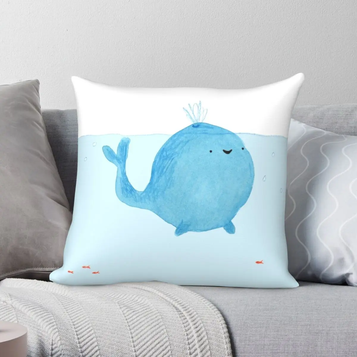 

The Enigmatic Pudding Whale Pillowcase Polyester Linen Velvet Printed Zip Decor Bed Cushion Cover Wholesale 18"