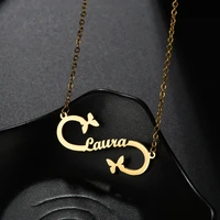 2022 new with personalized infinity symbol for women butterfly nameplate jewelry stainless steel custom letter necklace jewelry