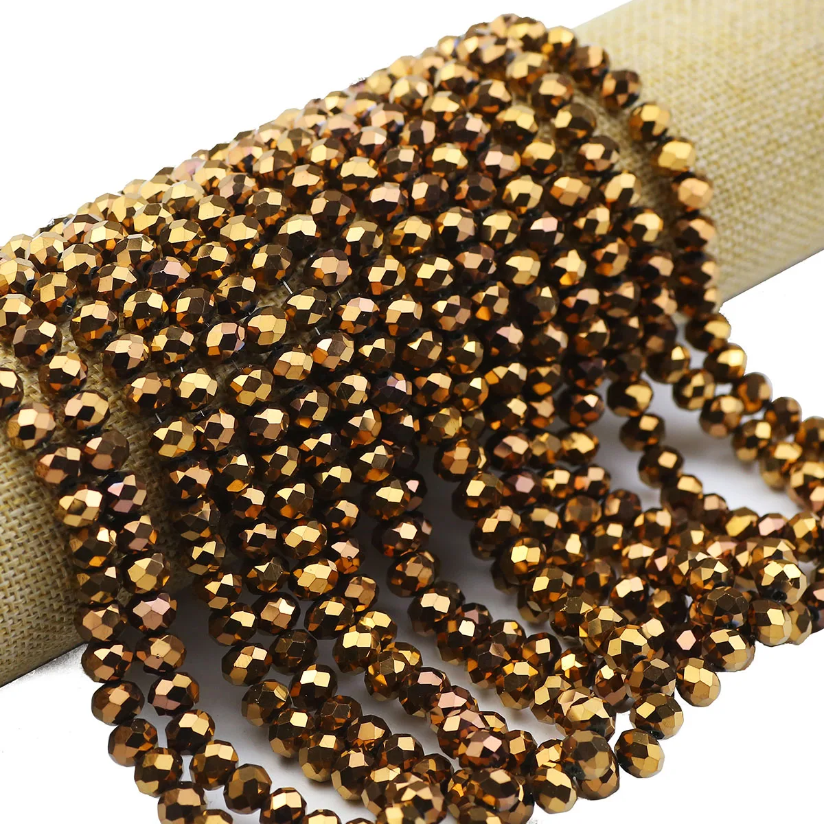 Плоский круглый угол огранки австрийский кристалл античный медный цвет