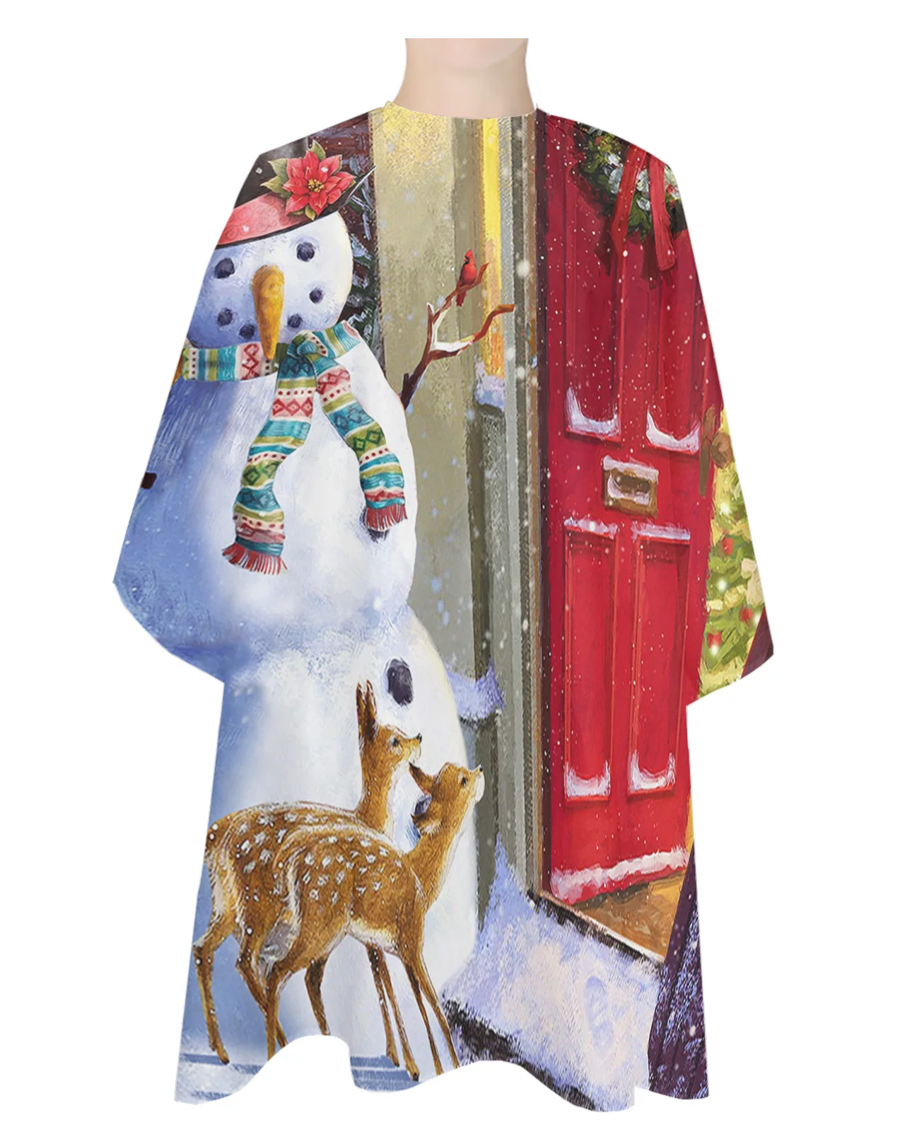 

Рождественский снеговик олень домашний парикмахерский водонепроницаемый фартук для стрижки волос парикмахерский фартук