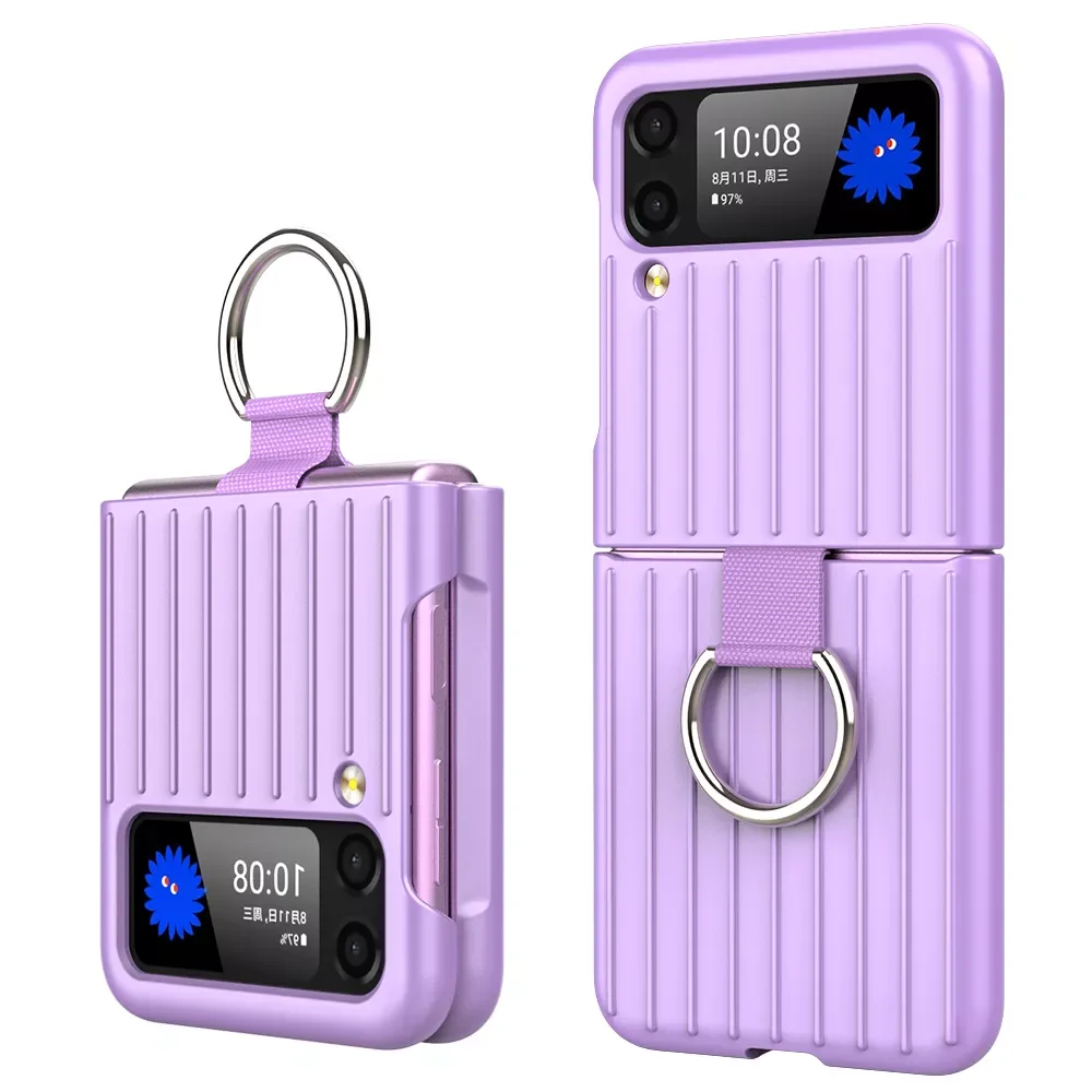 

Plain Thin Case for Samsung Galaxy Z Flip 3 Flip3 5G with Ring Holder Protective Cover Coque Fundas