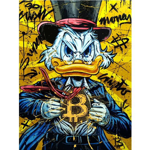 

HEROCROSS Печать на холсте Disney Donald Duck B Bitcoin Money Art