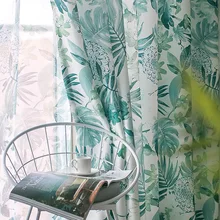 Flor americana pequeno vento fresco de seda veludo impressão sombreamento cortinas para sala estar jantar quarto (3)