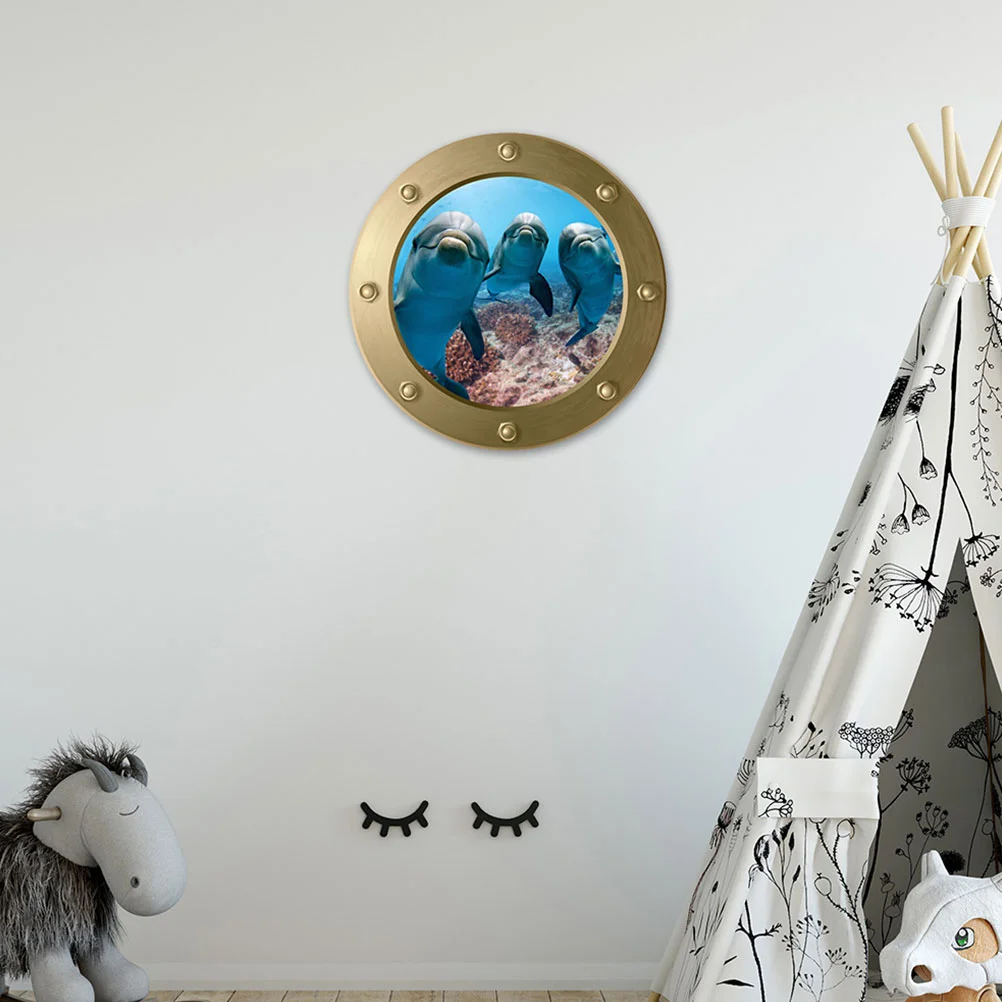 

Wall Stickers Sea Decals 3D Sticker Animal The Ocean Window Life Decorative Decal Dolphin Bedroom Decorations Underwater Stick