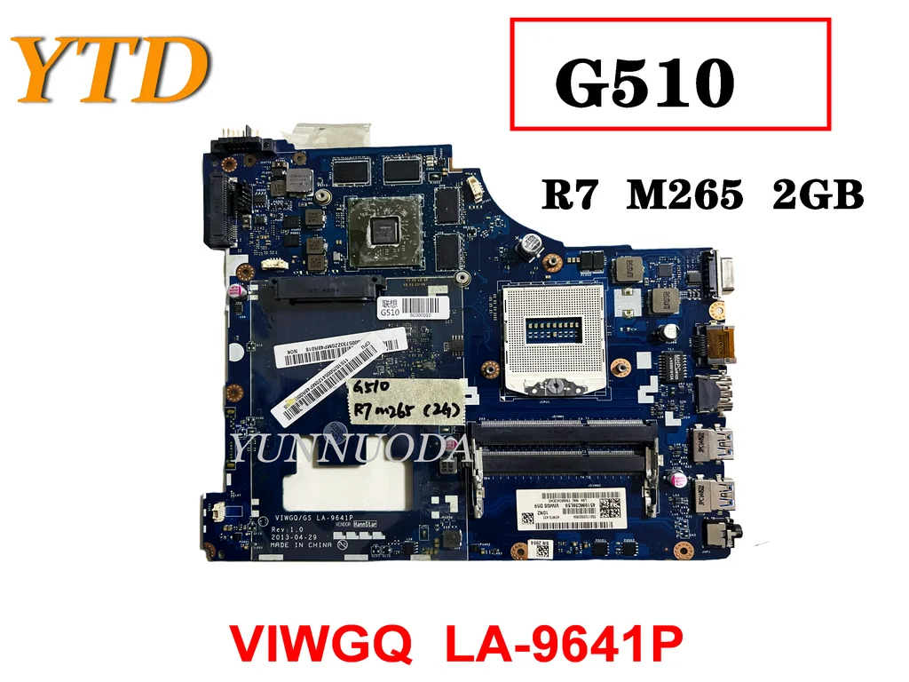 Original For Lenovo G510  Laptop  motherboard R7  M265  2GB  VIWGQ  LA-9641P  tested good free shipping