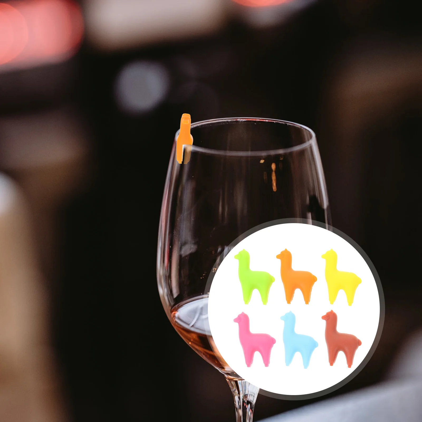 

6 Pcs Decorative Labels Cocktail Glasses Maker Silicone Charms Markers Identifier Tags Martini Tumbler Drinking