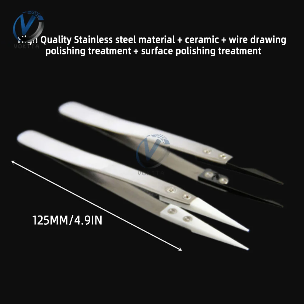

Stainless Steel ceramic Tweezers High Temperature Resistant Ceramic Head Accessories Insulation Clamping Tool High Temperature