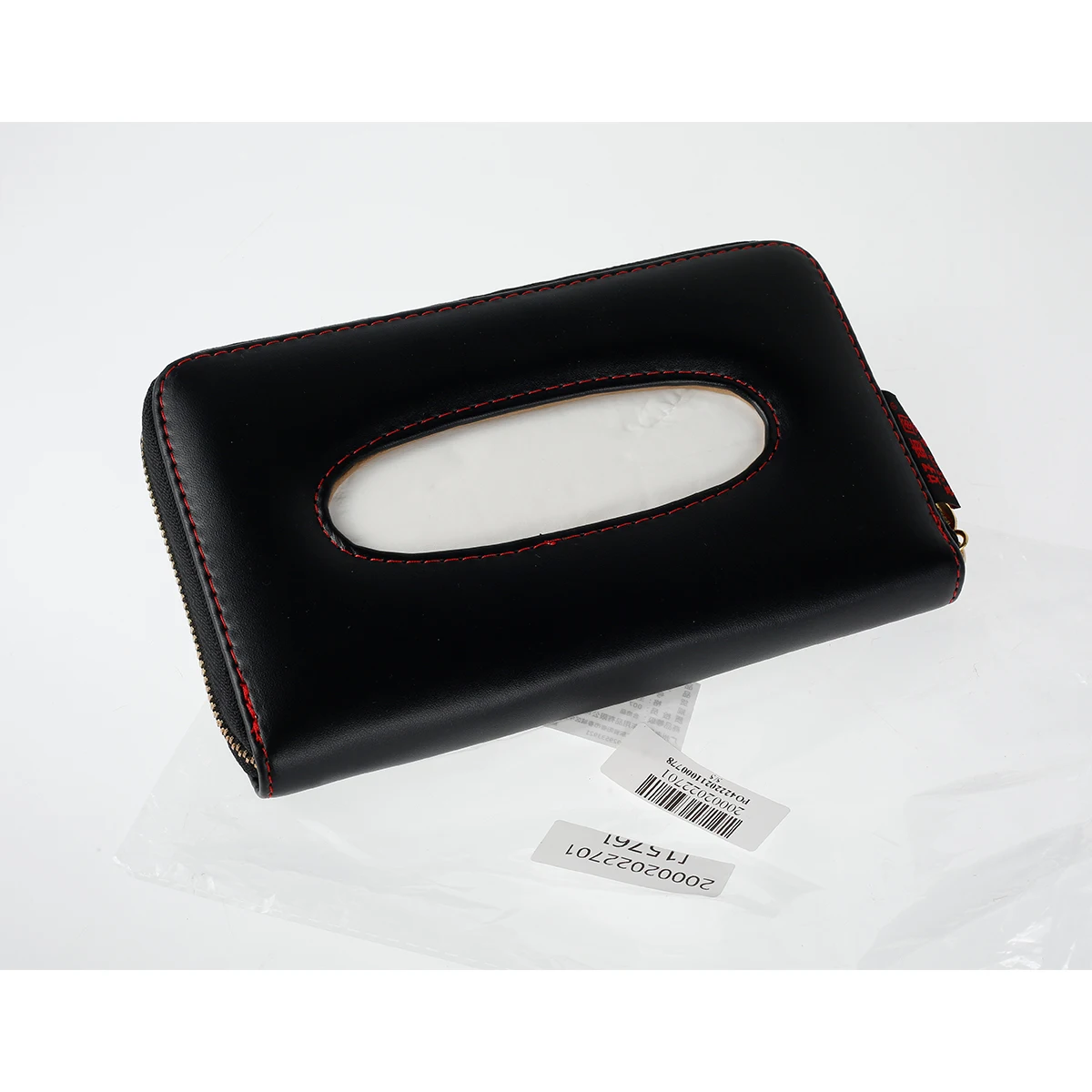 

Car Tissue Holder Sun Visor Napkin Holder 8.2x5.1x0.98 inch PU Leather Tissue Box with Zipper Backseat Car Napkin Holder Side
