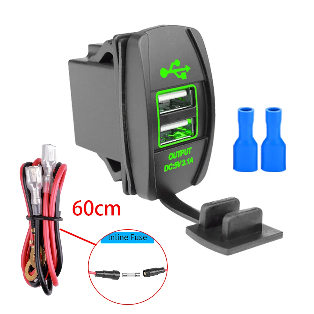 

Автомобильное зарядное устройство с двумя USB-портами, 5 В, 3,1 А, 12-24 В