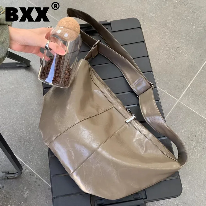 

[BXX] Large Capacity PU Leather Bag For Women Simple Shoulder Underarm Bags 2023 New Fashion Female Protable Handbag 8AB403