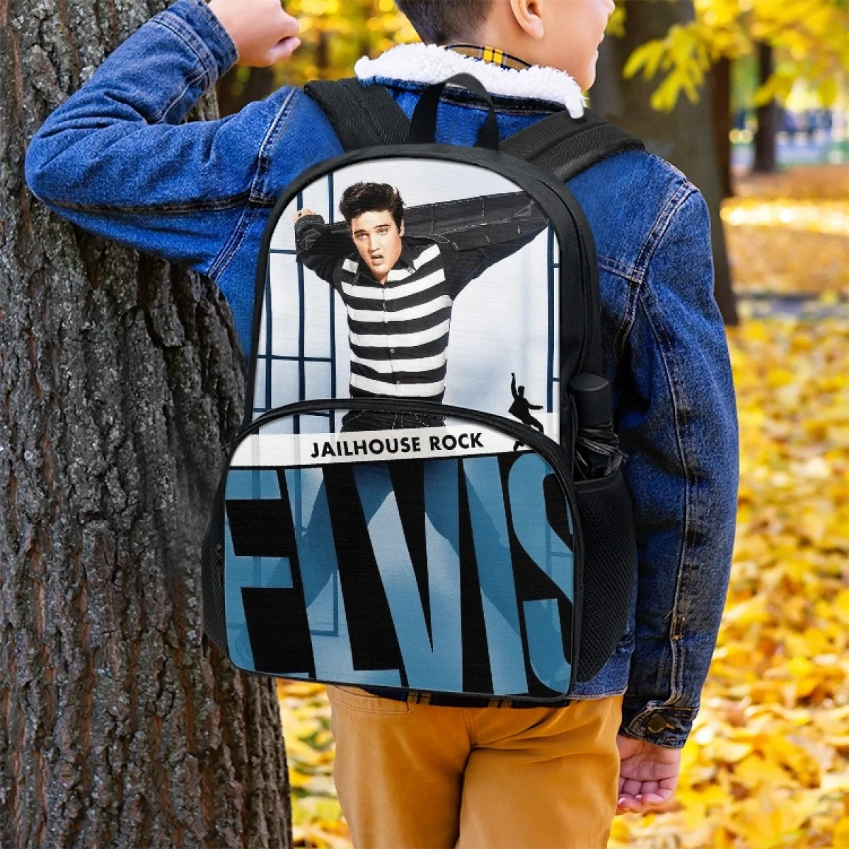 FORUDESIGNS Rock Music Singer El-vi School Bags for Kids Bookbags Teen Student Backpack Durable Adjustable Strap Adults Knapsack