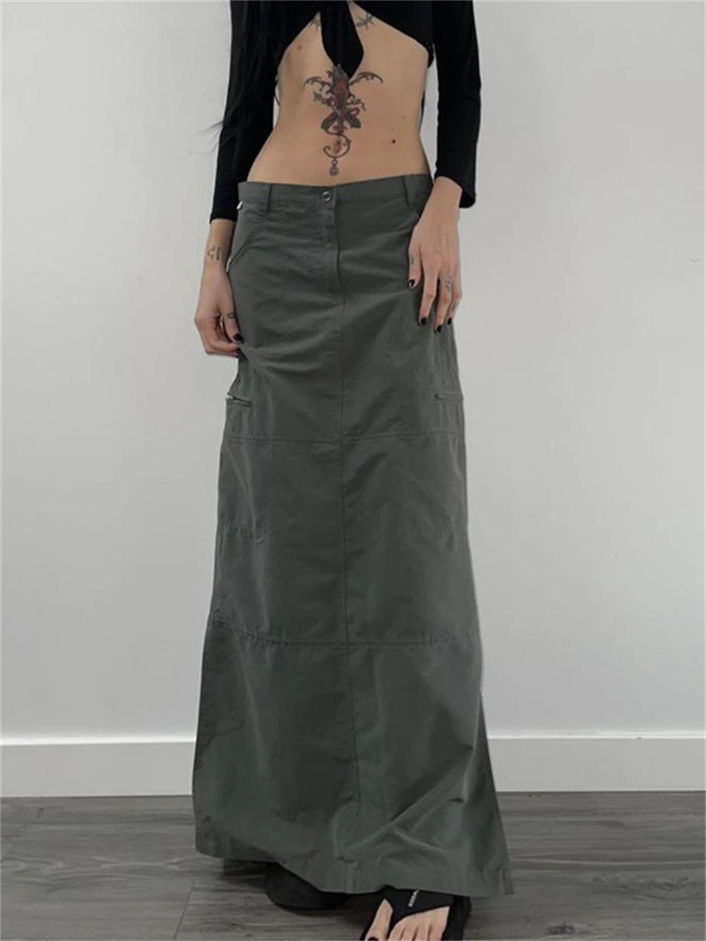 

Women Asymmetrical Retro Fashion Midi Skirt Summer Vintage Casual Fashion Streetwear Female Y2k High Street Low Waist Skirts