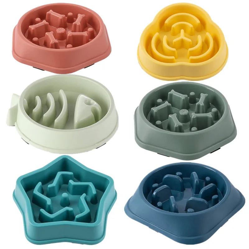 

Slow Shapes Healthy Food And Cat Thickened Anti-choking Round Colors Bowl Help Non-slip Fat Dog Multiple Pet