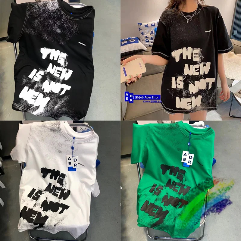 

2022ss Ader Error T-shirt Men Women 1:1 High Quality Splattered Alphabet Print T Shirt Ader Error Tee Loose Tops Short Sleeve