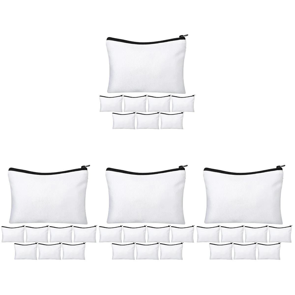 

32 Sets Sublimation Makeup Bags Canvas Zipper Pouch Bulk Storage Blank Heat Transfer Wash Container