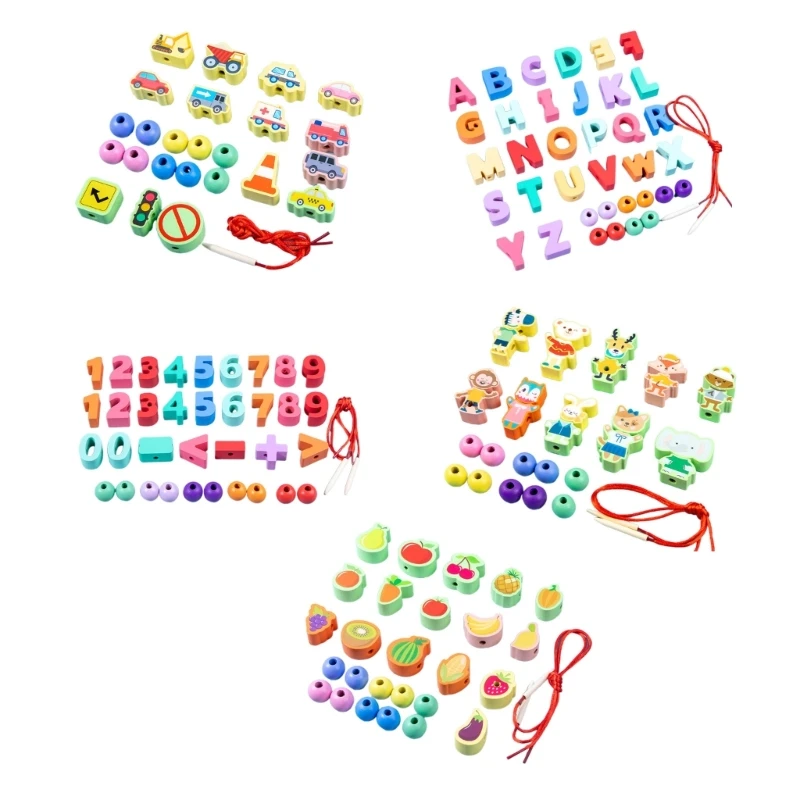 

Montessori Lacing Beads Toy Preschool Threading Learning Toy for Kids