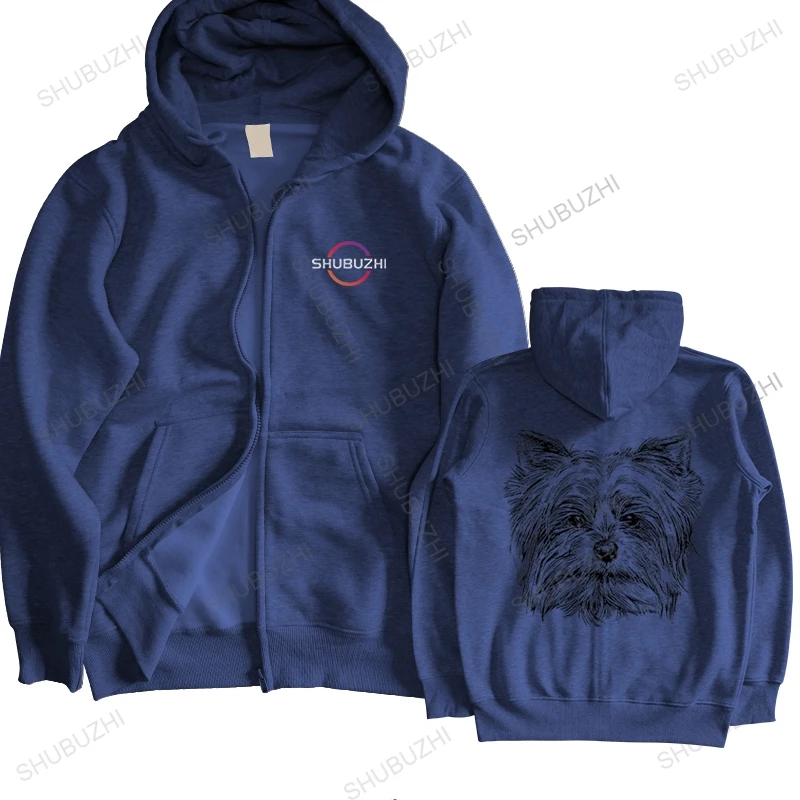 Degli мужская куртка Ragazzo Yorkshire Yorkie Face Fronte пуловер Personalizzata Manica Corta Coppia Uomo