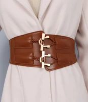 luxury ladies wide belt elastic vintage buckle leather wide fashion wild pin buckle womens belt waist seal belt