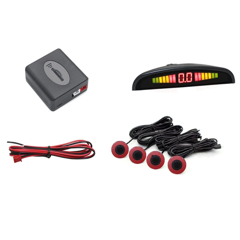 

4 Sensors Car Flat Parking Sensor Crescent Auto Reverse Backup Detector System With LED Display For Cars
