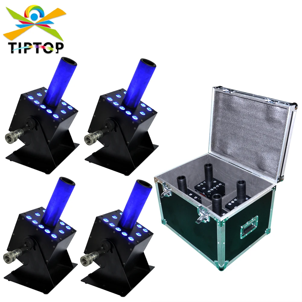 TIPTOP 4IN1 Flight Case Packing Led Cryo Co2 Jet Machine 12x3W RGB 3IN1 Support Gas Hose Chain Connect DMX 7CH Nightclub Musica