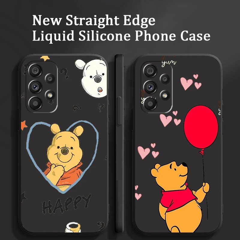 

Phone Case For Samsung Galaxy A73 A53 A54 A34 A14 A13 A03 A03S A72 A52 A32 5G Disney Winnie The Bear Cute Liquid Rope Cover