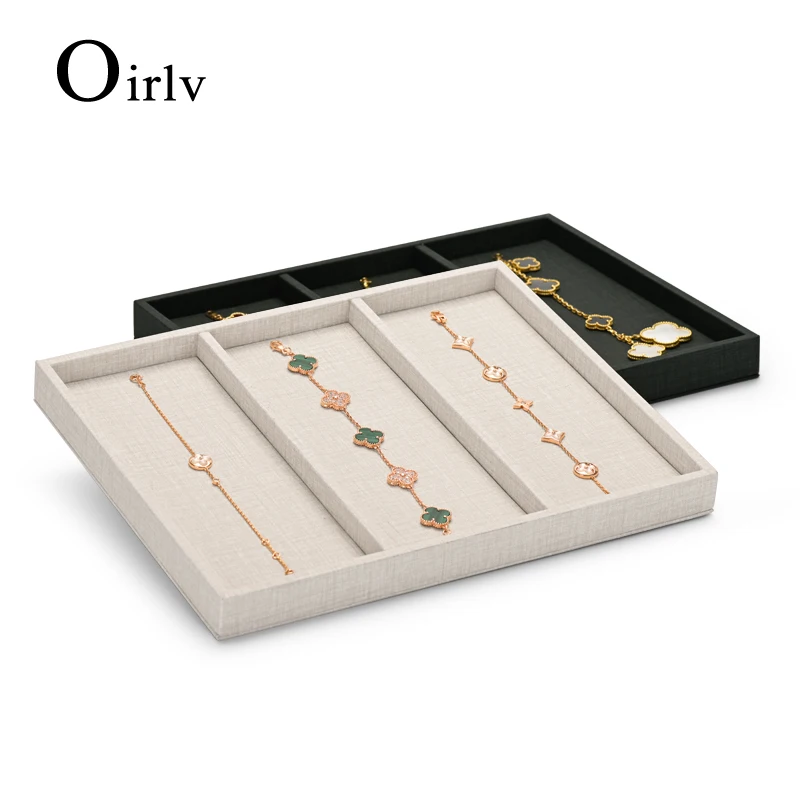 Oirlv PU Leather 3 Grid Necklace bracelet Display Tary 25*20*2.5CM Multi-Directional Jewelry Counter Display Stand Jewelry Props