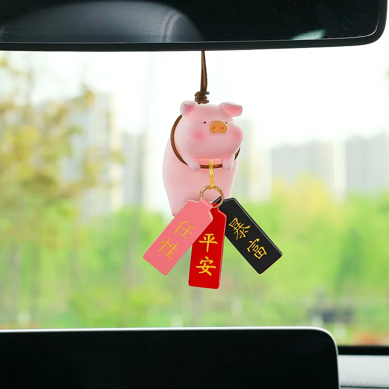 

Cute Pig Car Accessorie Swing Pig Car Pendant Auto Rearview Mirror Pendants Auto Decoraction Ornaments Coche Birthday Gift