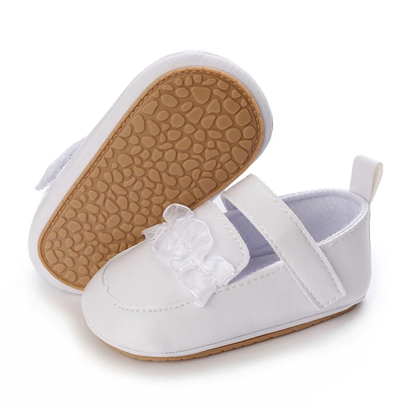 

Первый шаг в стиле: Нескользящая однотонная обувь из искусственной кожи для девочек 0-18 месяцев