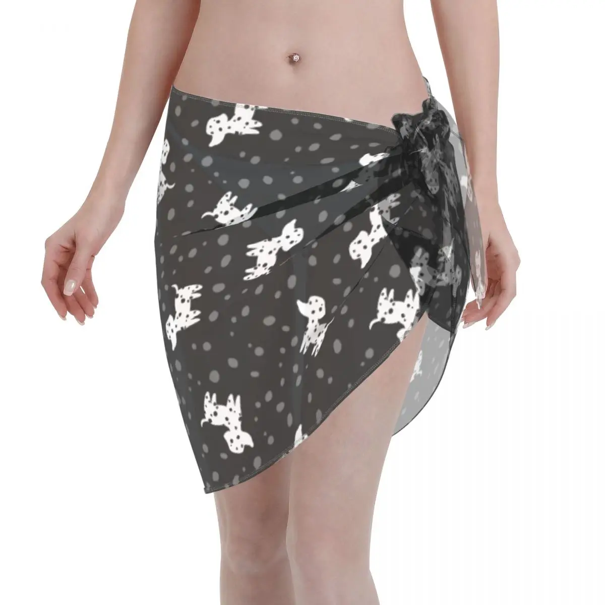 

Dalmatian Cartoon Dog Women Cover Up Wrap Chiffon Swimwear Pareo Scarf Sarong Beach Dress Bikinis Cover Ups Skirts Swimsuits