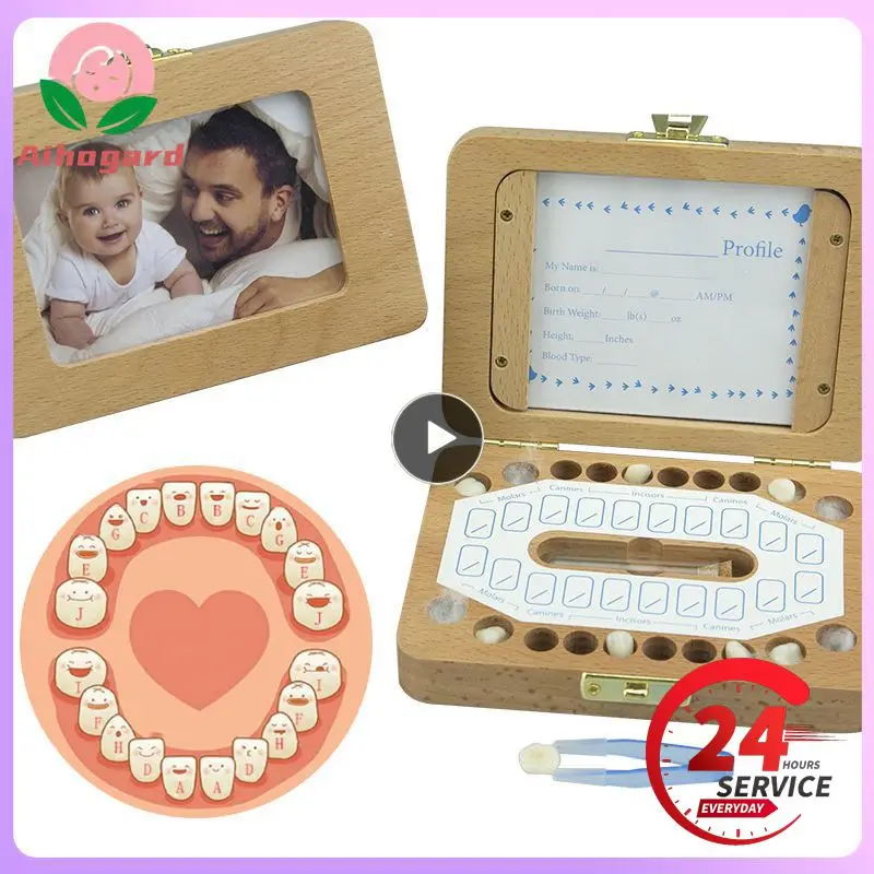 

Wooden Kids Tooth Box 2 In 1 And Wooden Photo Frame Kid Milk Teeth Storage Infant Umbilical Keep Collect Toddler Souvenir Gift