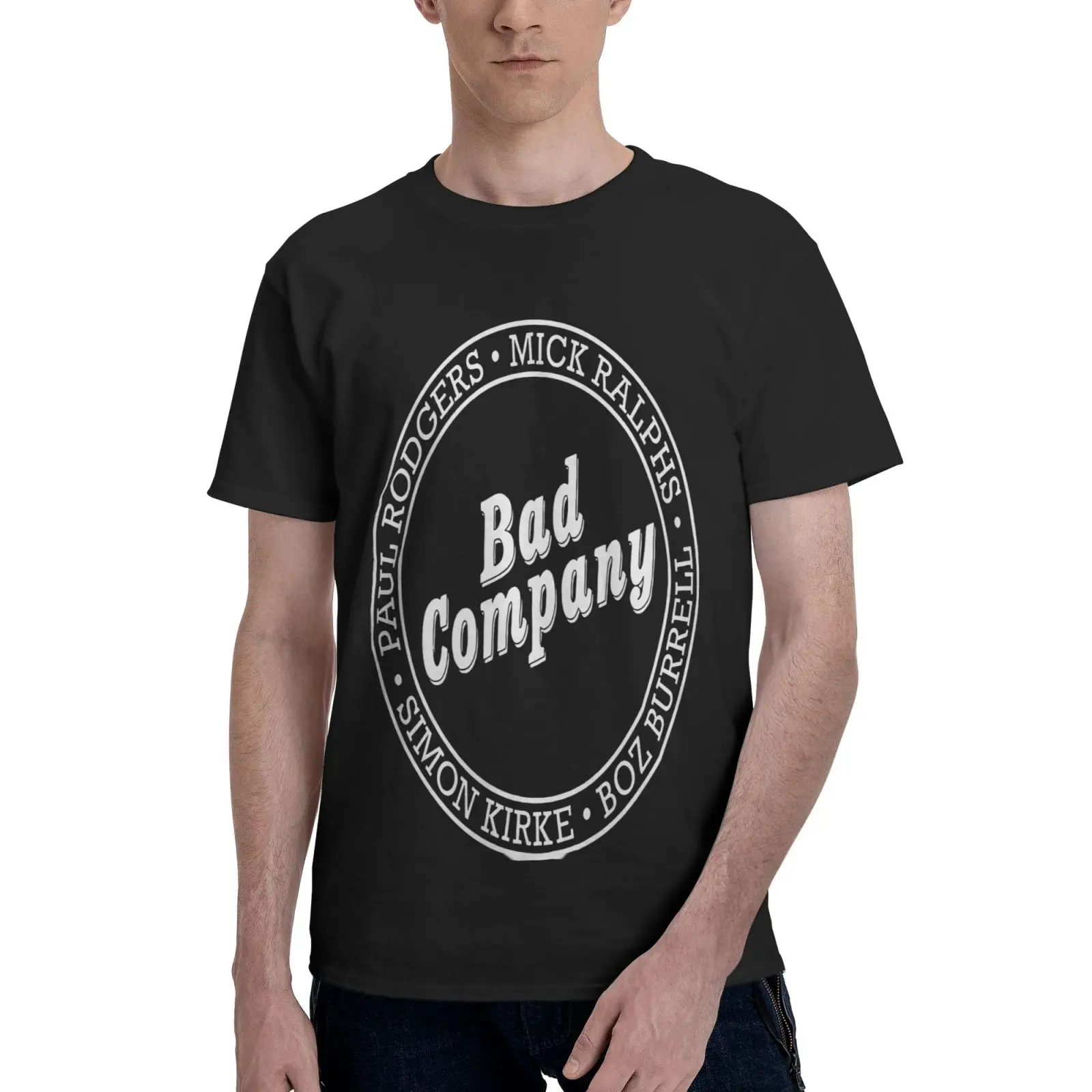 

Лицензированная Мужская футболка Bad Company Lineup N Roll, мужские футболки, мужская Винтажная футболка, футболка оверсайз