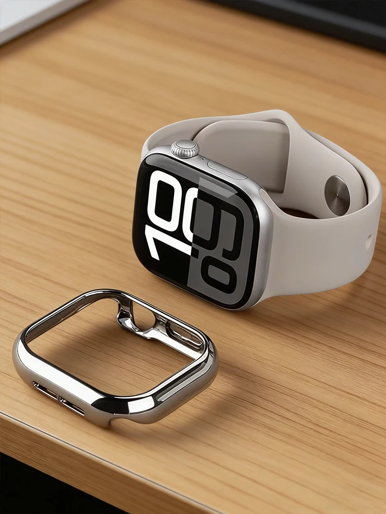 Фото Чехол для Apple Watch 46 мм, 42 мм, 45 мм, 41 мм, 44 мм, 40 мм, серии 11, 10, 9, 7, 8, 6, SE, с покрытием, из поликарбоната, защитный бампер для iWatch №1