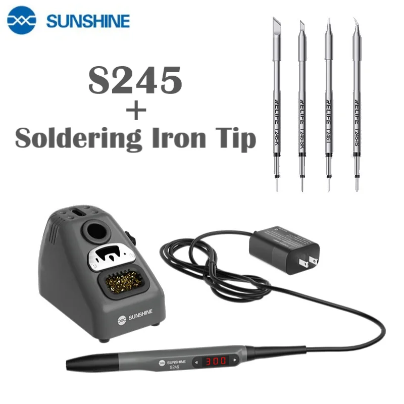 SUNSHINE 110W Smart Portable Electric Soldering Iron 100~450℃ Adjustable Auto Sleep Universal C245 Series Soldering Iron Tips