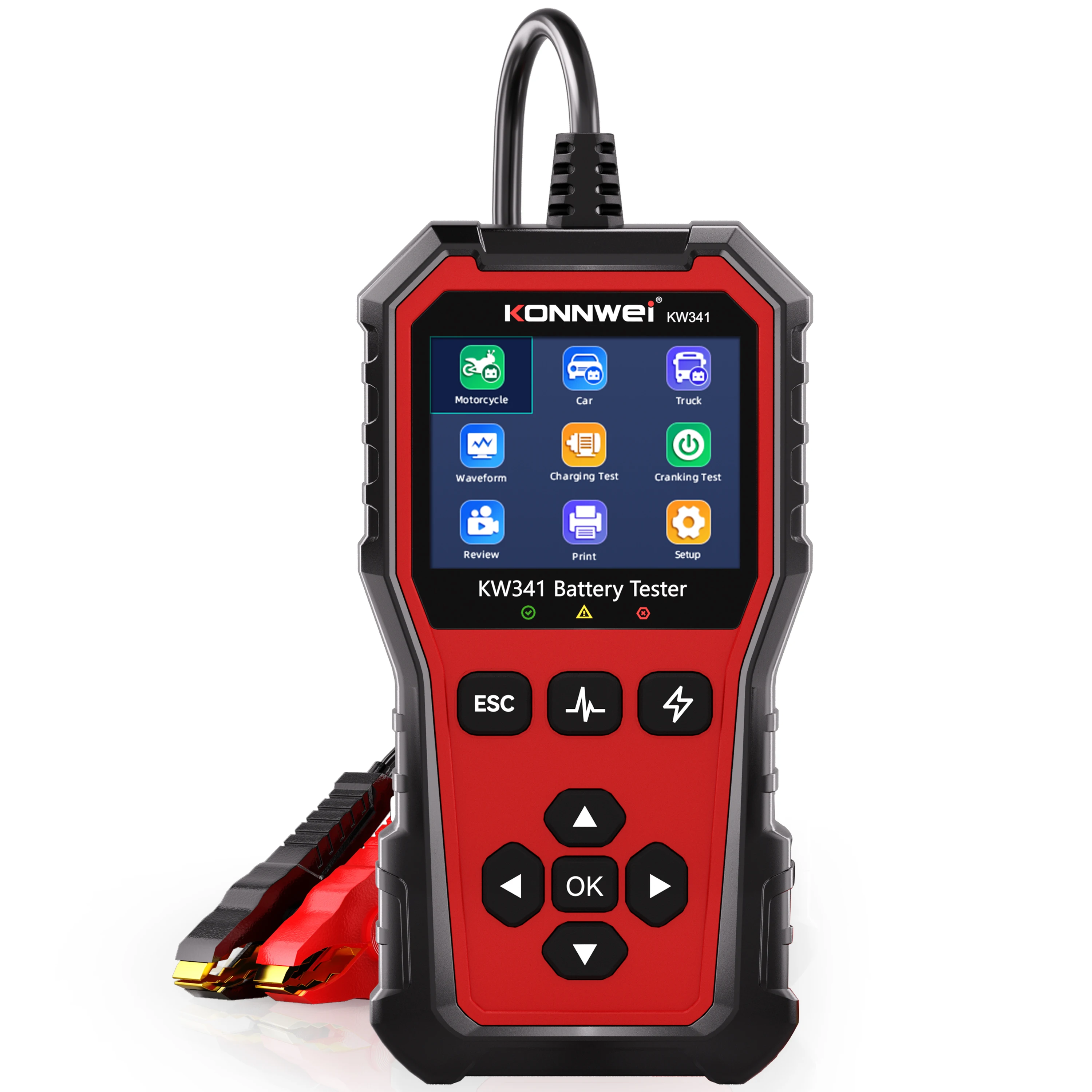 

KONNWEI KW341 Тестер аккумулятора для автомобиля, мото, грузовика, 6 В, 12 В, 24 В, автоматический анализатор от 10 до 2000, ...
