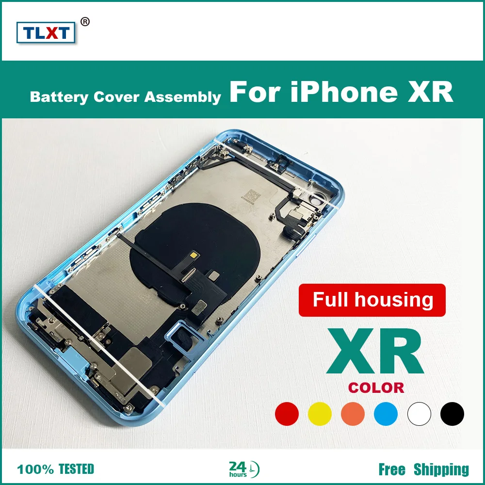 Задняя крышка батарейного отсека для iPhone XR средняя рамка Шасси + с гибким кабелем